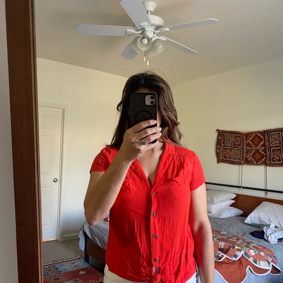 Anthropologie Maeve Vibrant Red Top - Picture 4 of 4